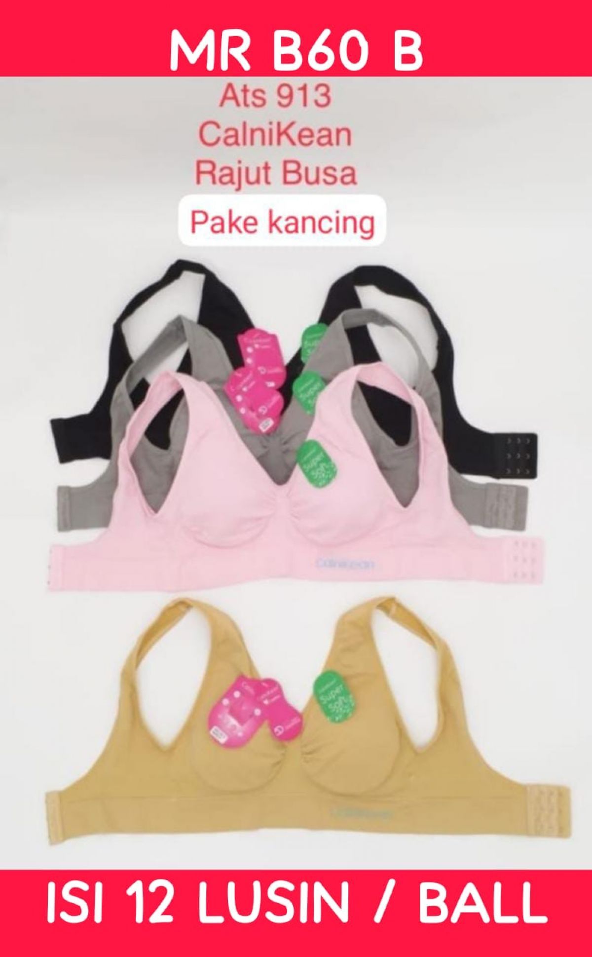 BH RAJUT BUSA KANCING MR B60 B ISI 12 LUSIN
