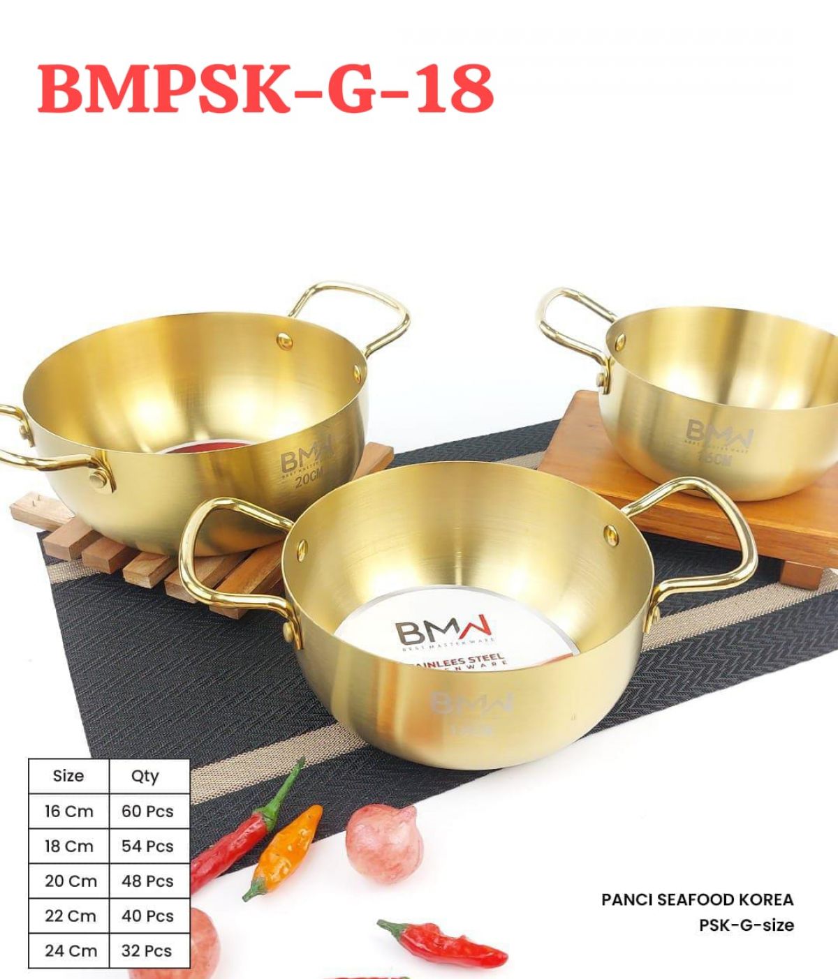 PANCI SEAFOOD GOLD KOREA BMPSK-G-18 SIZE 18 CM ISI 54 PCS