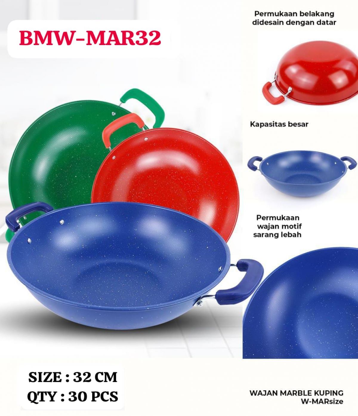 WAJAN MARBLE KUPING BMW-MAR32 SIZE 32CM ISI 30 PCS