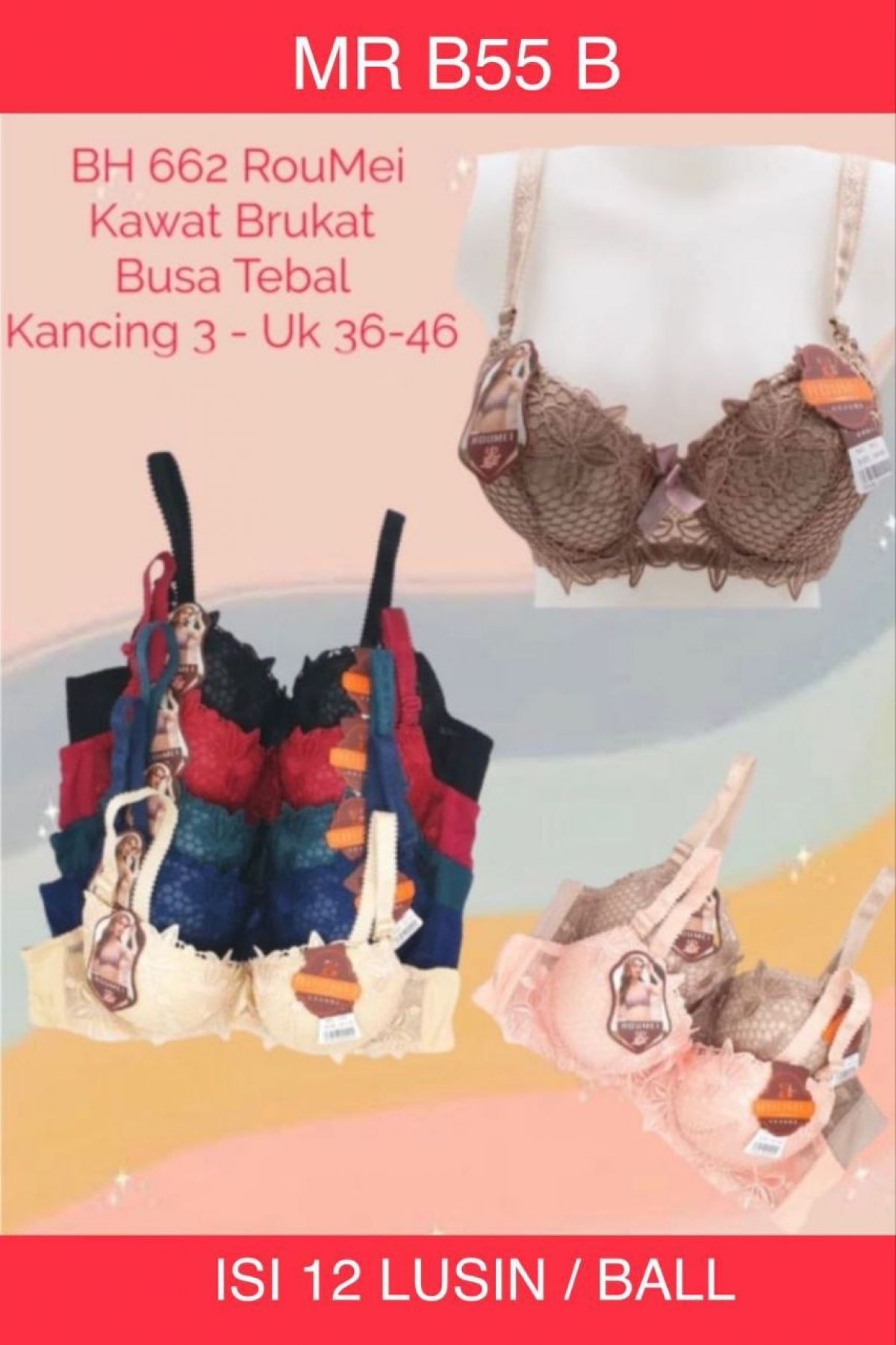 BH KAWAT BRUKAT K3 MR B55 B SIZE 36 - 46 ISI 12 LUSIN