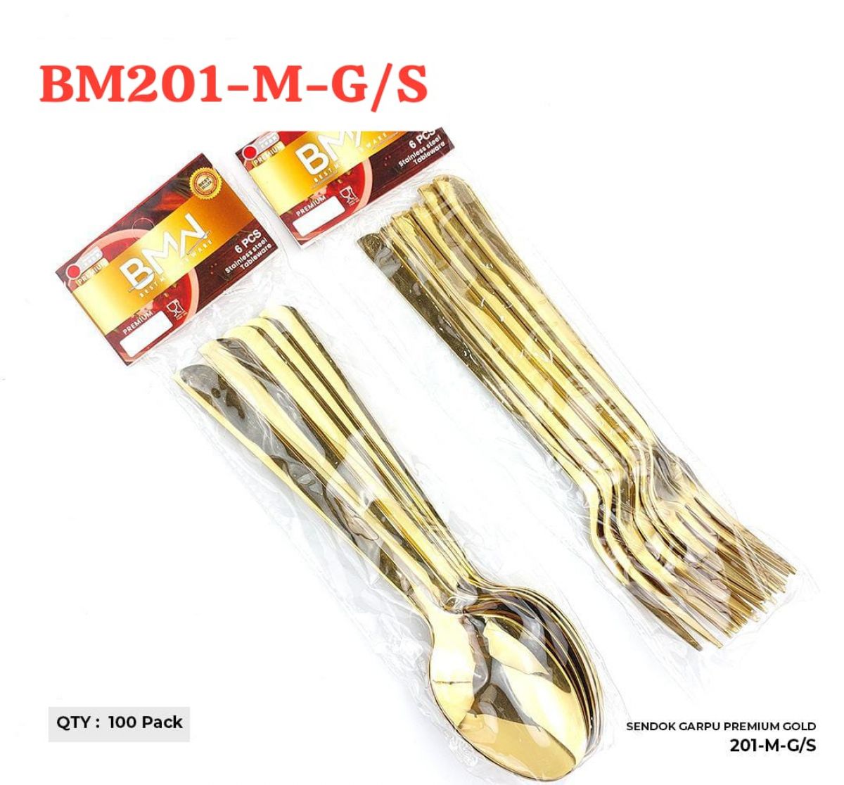 SENDOK GARPU PREMIUM GOLD BM201-M-G/S ISI 100 PACK