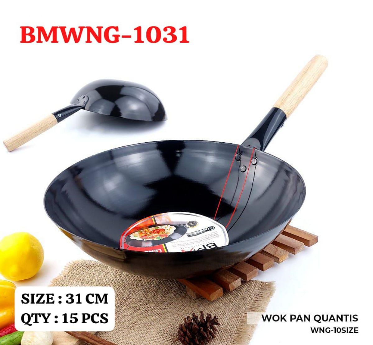 WOK PAN QUANTIS BMWNG-1031 SIZE 31 CM ISI 15 PCS