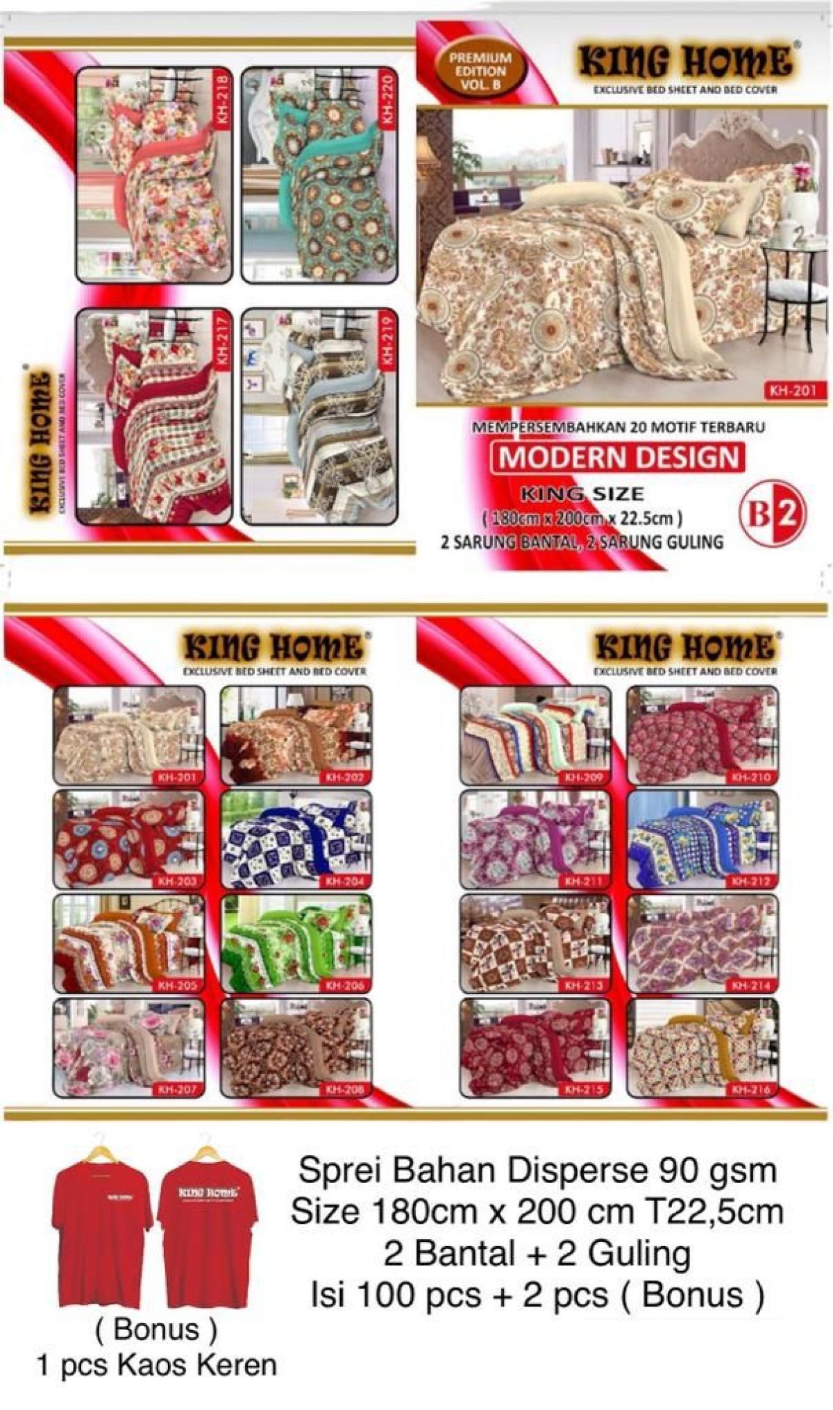 SPREI KING HOME KHB5 MOTIF B2 ISI 100 PCS (BONUS 2 PCS)