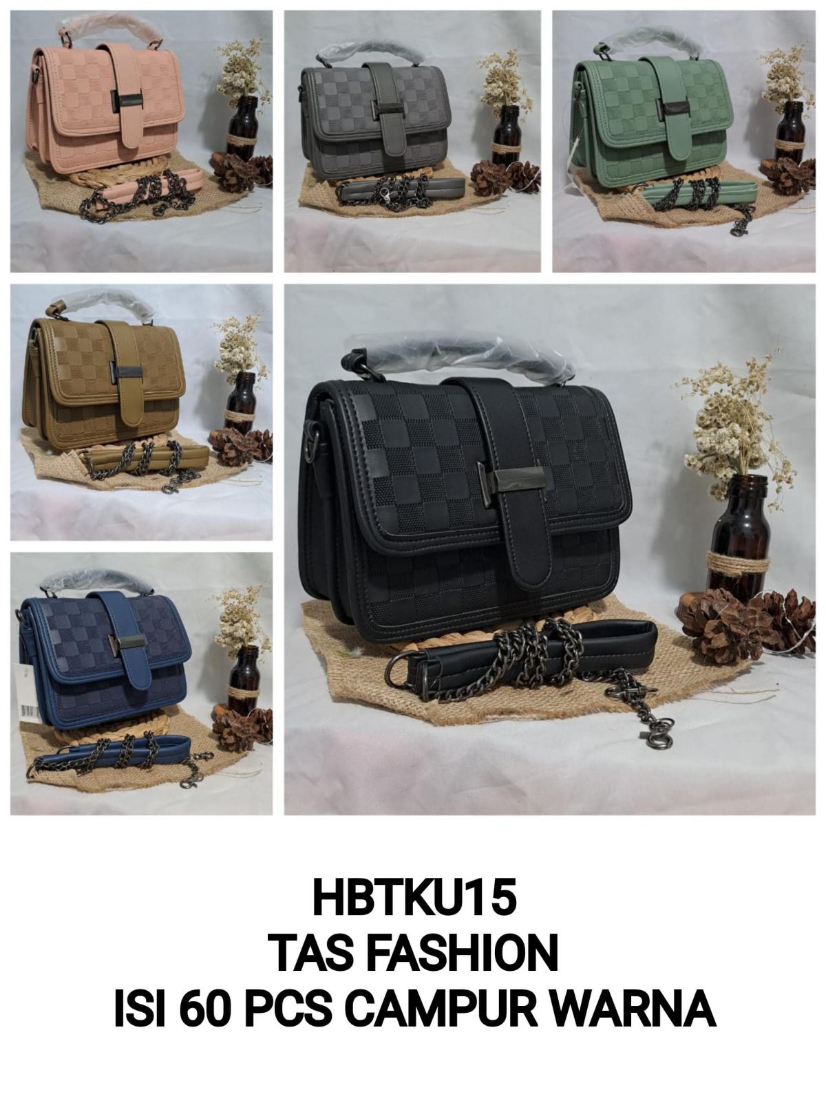 TAS FASHION HBTKU15 SIZE 20CM * 14CM * 15CM ISI 60 PCS ( CAMPUR WARNA )