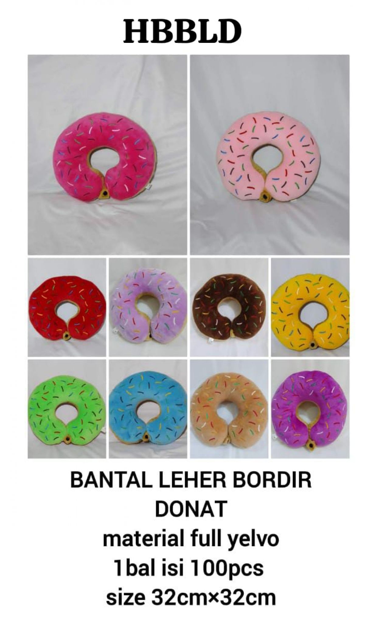 BANTAL LEHER DONAT HBBLD BAHAN YELVO SIZE 32CM * 32CM ISI 100 PCS
