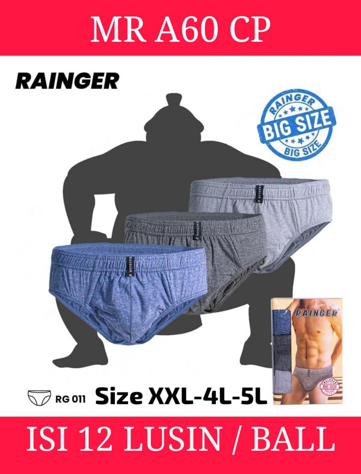 CELANA DALAM MR A60 CP SIZE XXL-4L-5L ISI 12 LUSIN