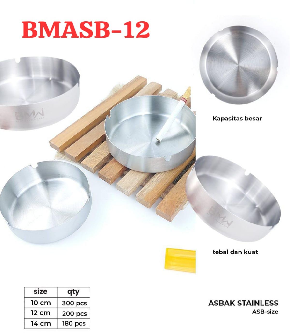 ASBAK STAINLESS BMASB-12 SIZE 12 CM ISI 200 PCS