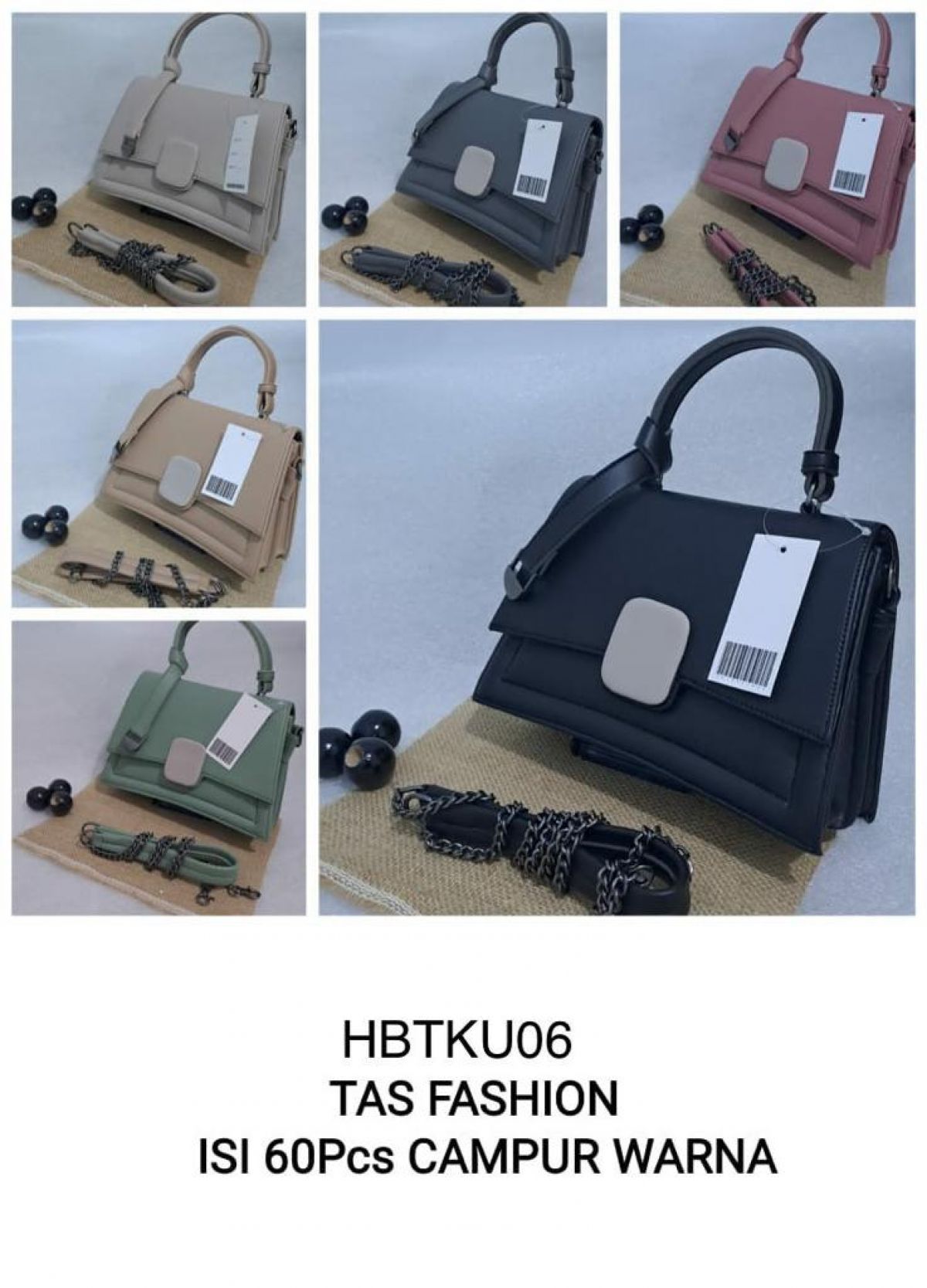 TAS FASHION HBTKU06 SIZE 20CM * 14CM * 15CM ISI 60 PCS ( CAMPUR WARNA )