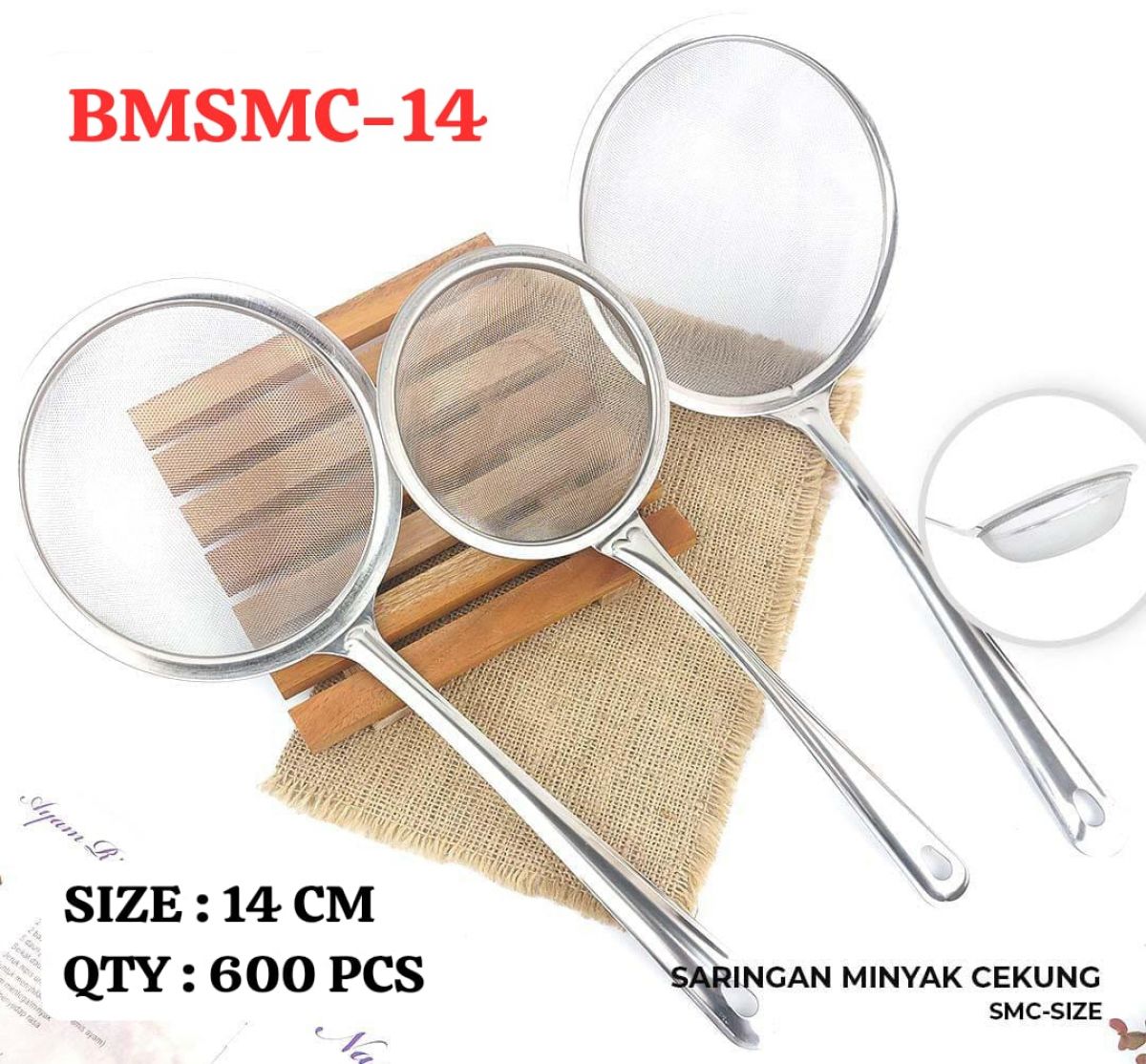 SARINGAN MINYAK CEKUNG BMSMC-14 SIZE 14 CM ISI 600 PCS