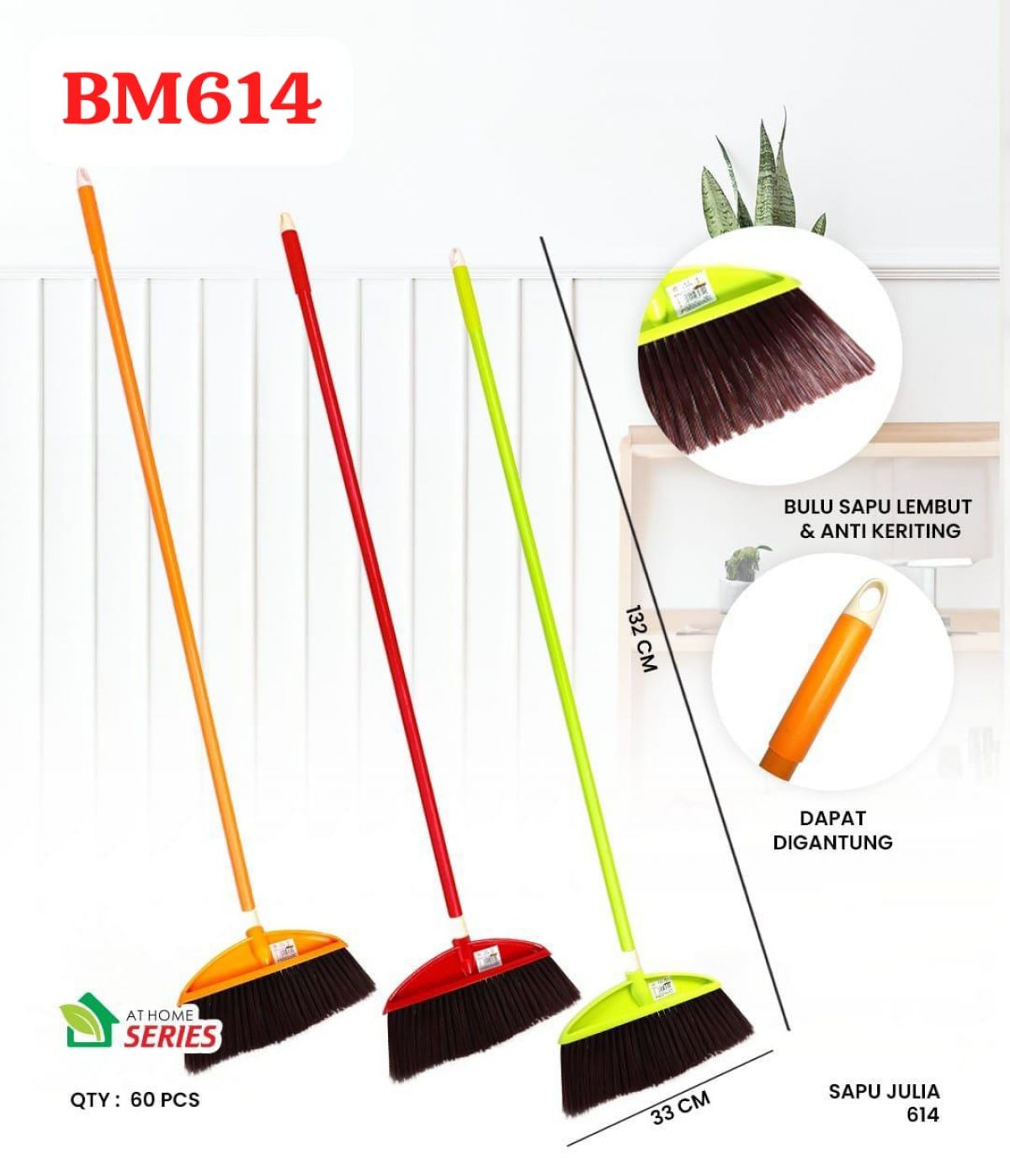 SAPU JULIA BM614 SIZE 33 CM GAGANG 132 CM ISI 60 PCS