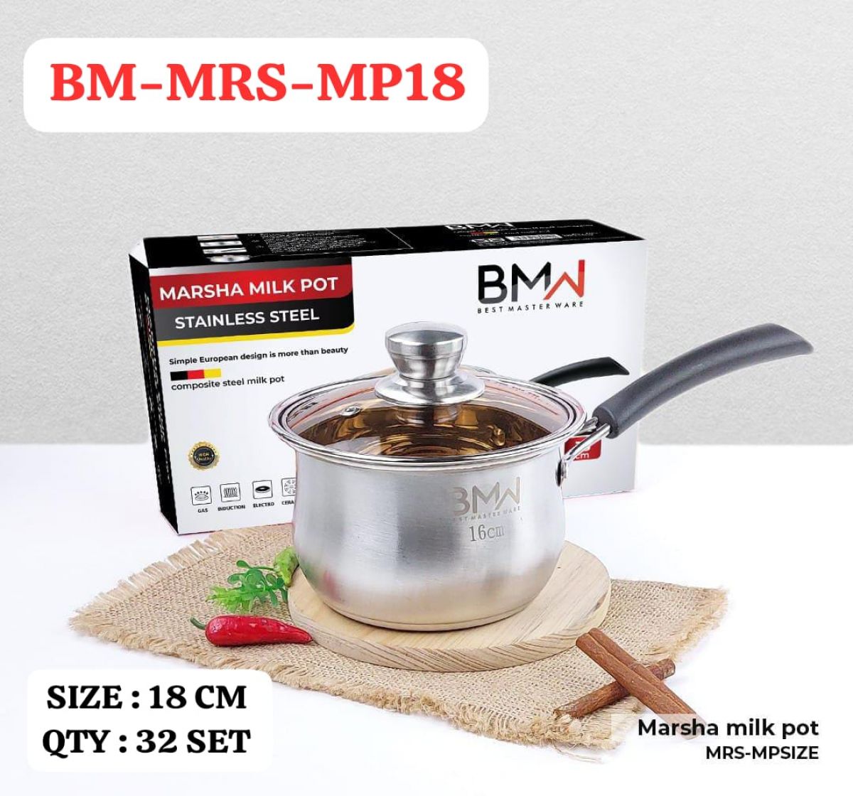 MARSHA MILK POT BM-MRS-MP18 SIZE 18CM ISI 32 SET