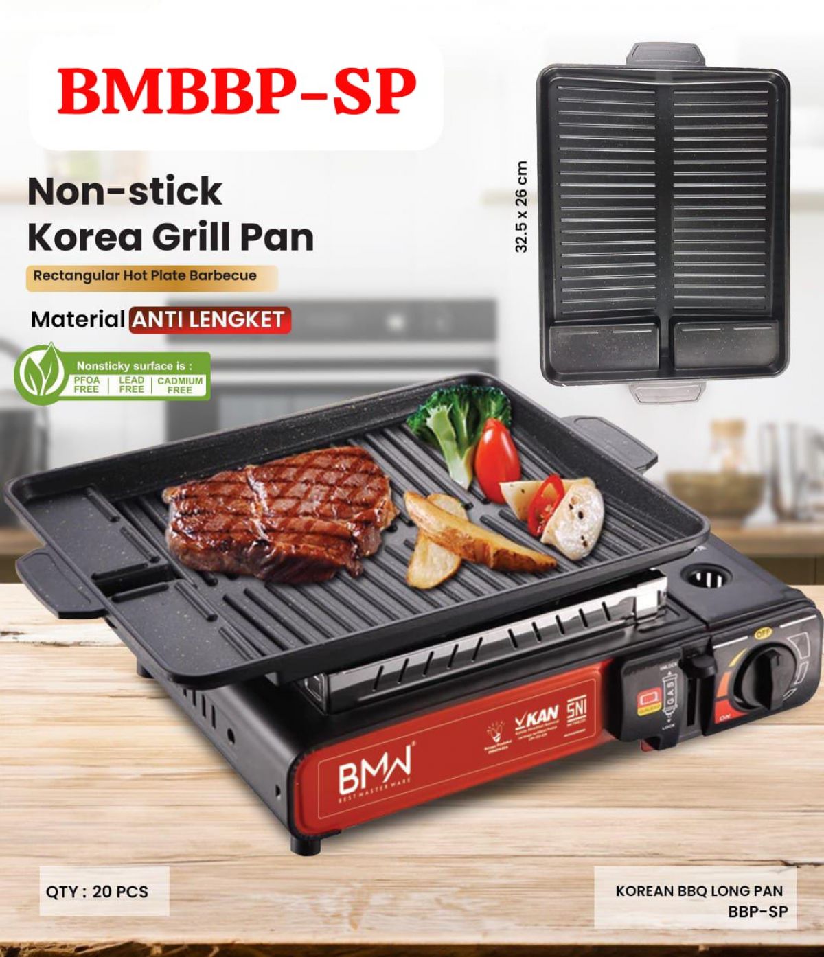 KOREAN BBQ LONG PAN BMBBP-SP ANTI LENGKET ISI 20 PCS