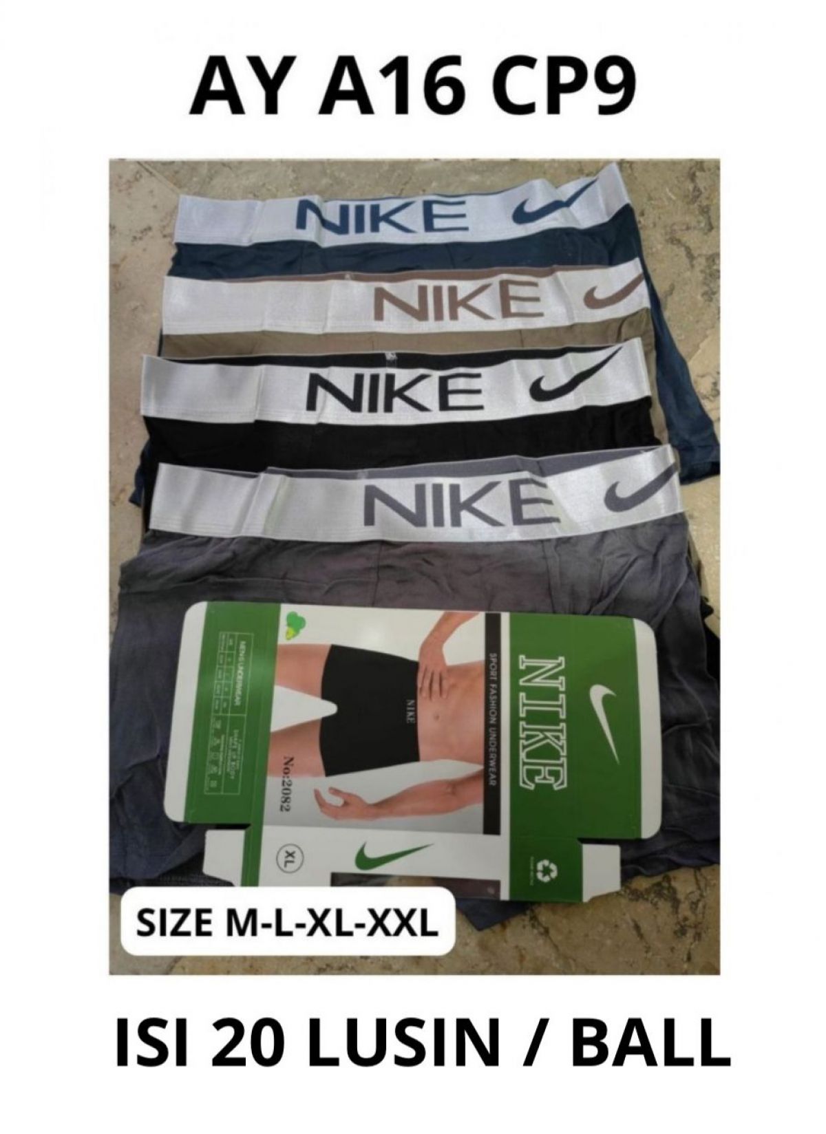 BOXER AY A16 CP9 SIZE M-L-XL-XXL ISI 20 LUSIN