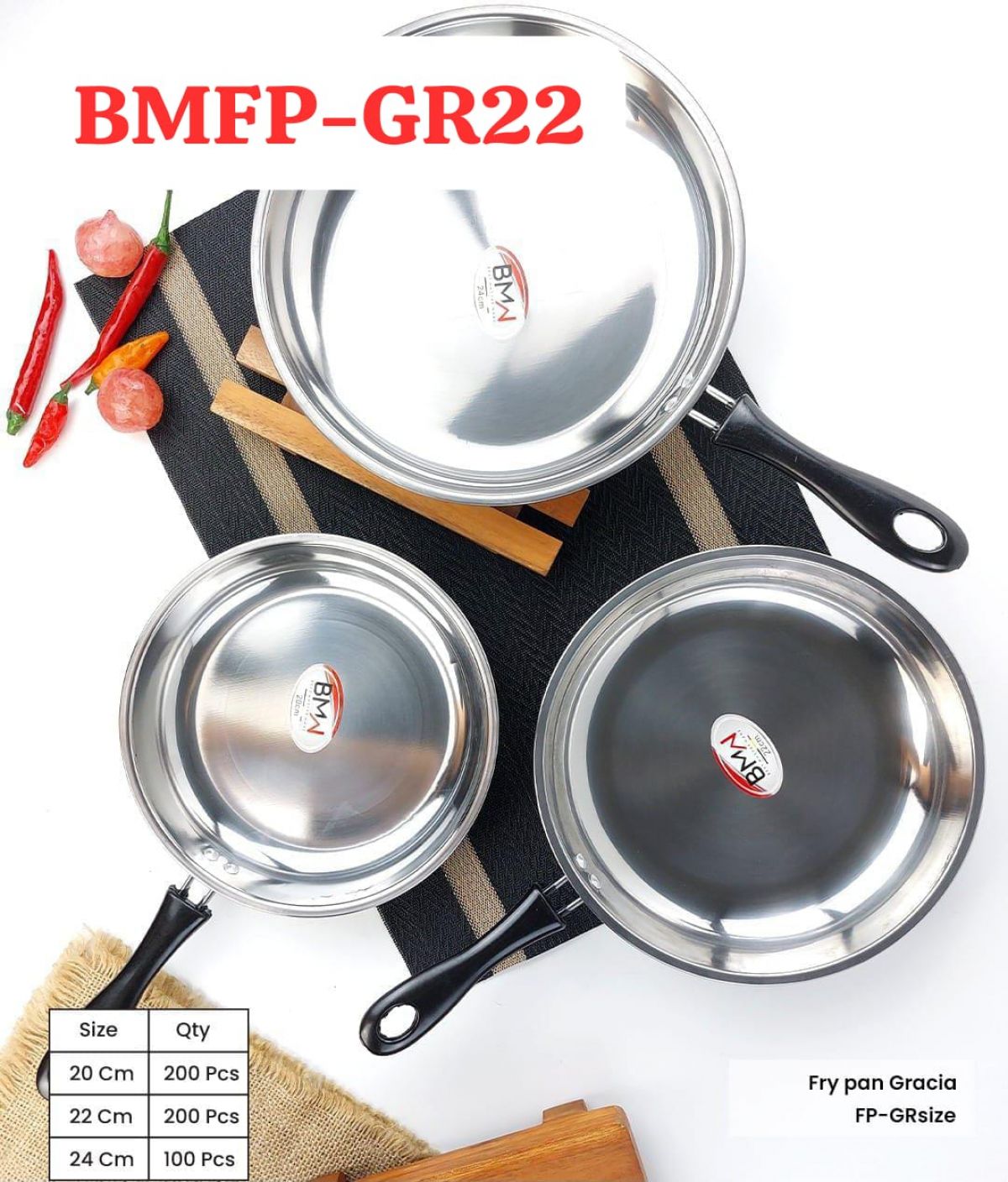 FRY PAN GRACIA BMFP-GR22 SIZE 22 CM ISI 200 PCS