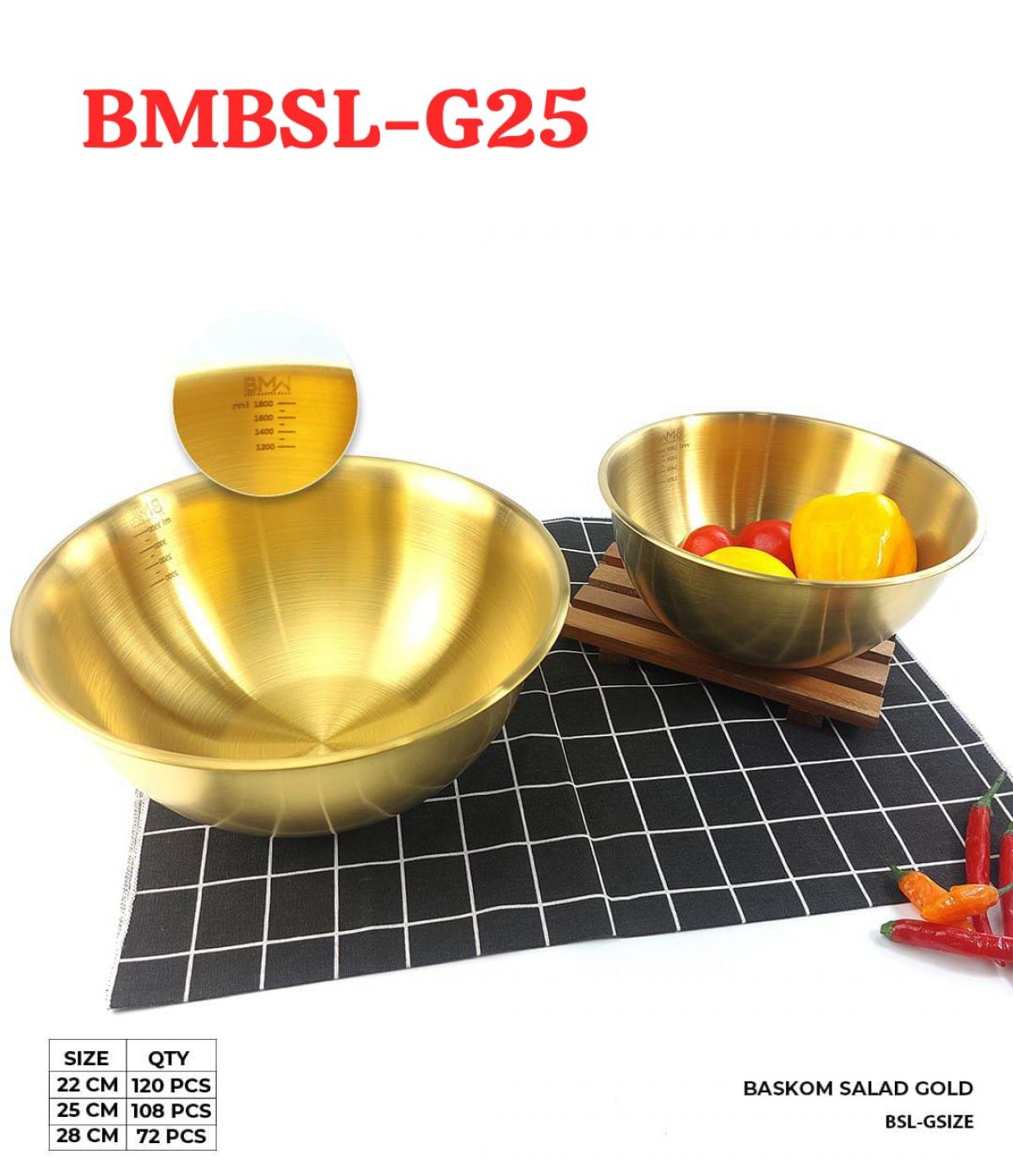 BASKOM SALAD GOLD BMBSL-G25 SIZE 25 ISI 108 PCS
