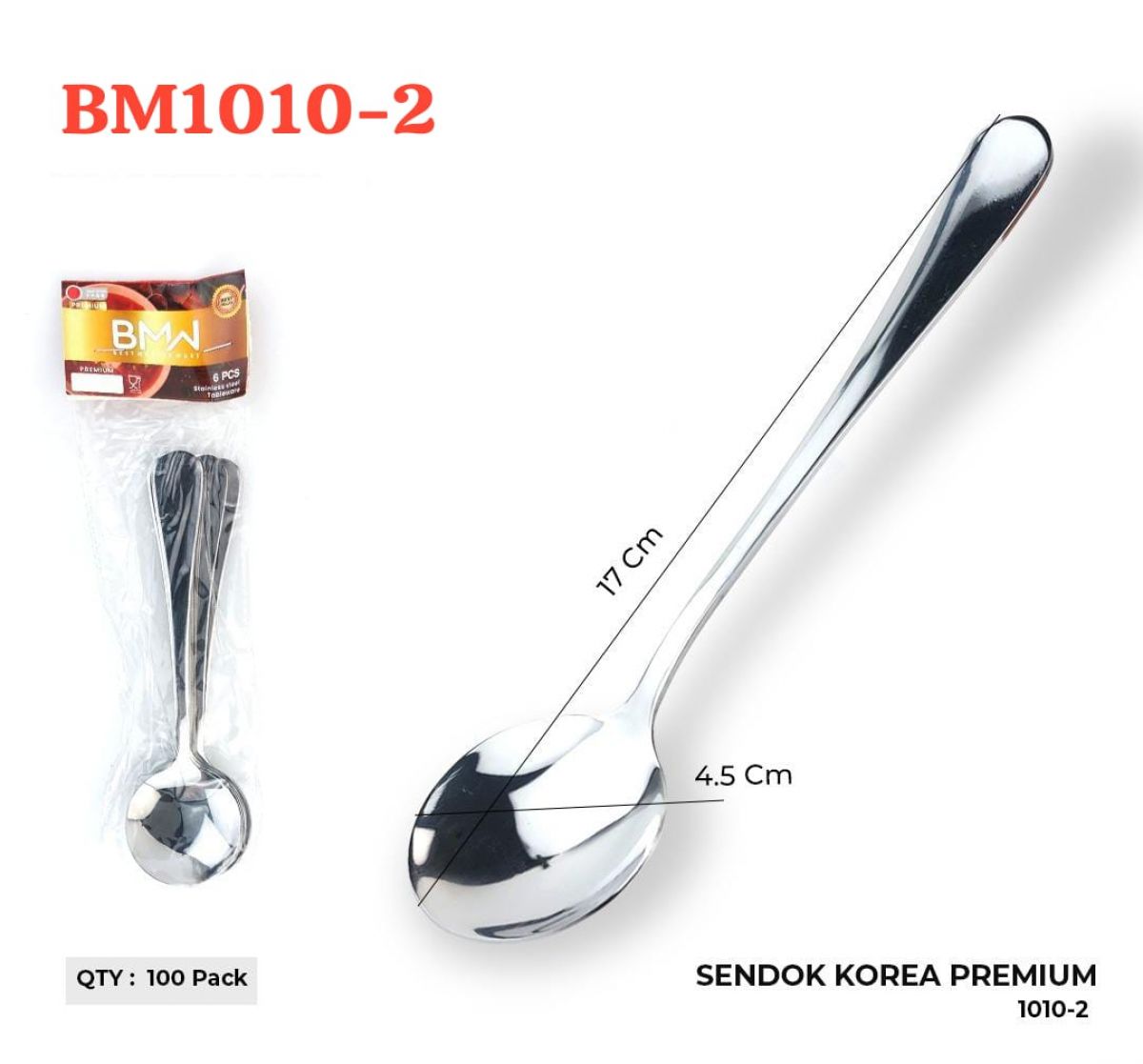 SENDOK KOREA PREMIUM BM1010-2 PANJANG 17CM DIAMETER 4.5CM ISI 100 PACK