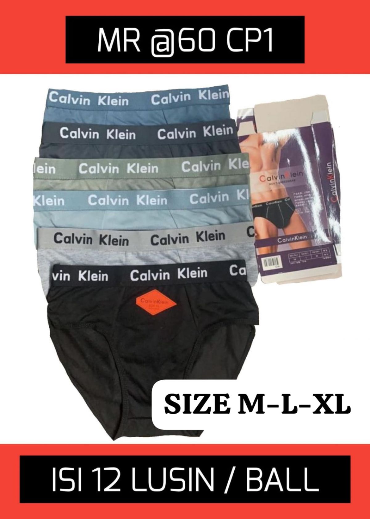 CELANA DALAM MR @60 CP1 SIZE M-L-XL ISI 12 LUSIN
