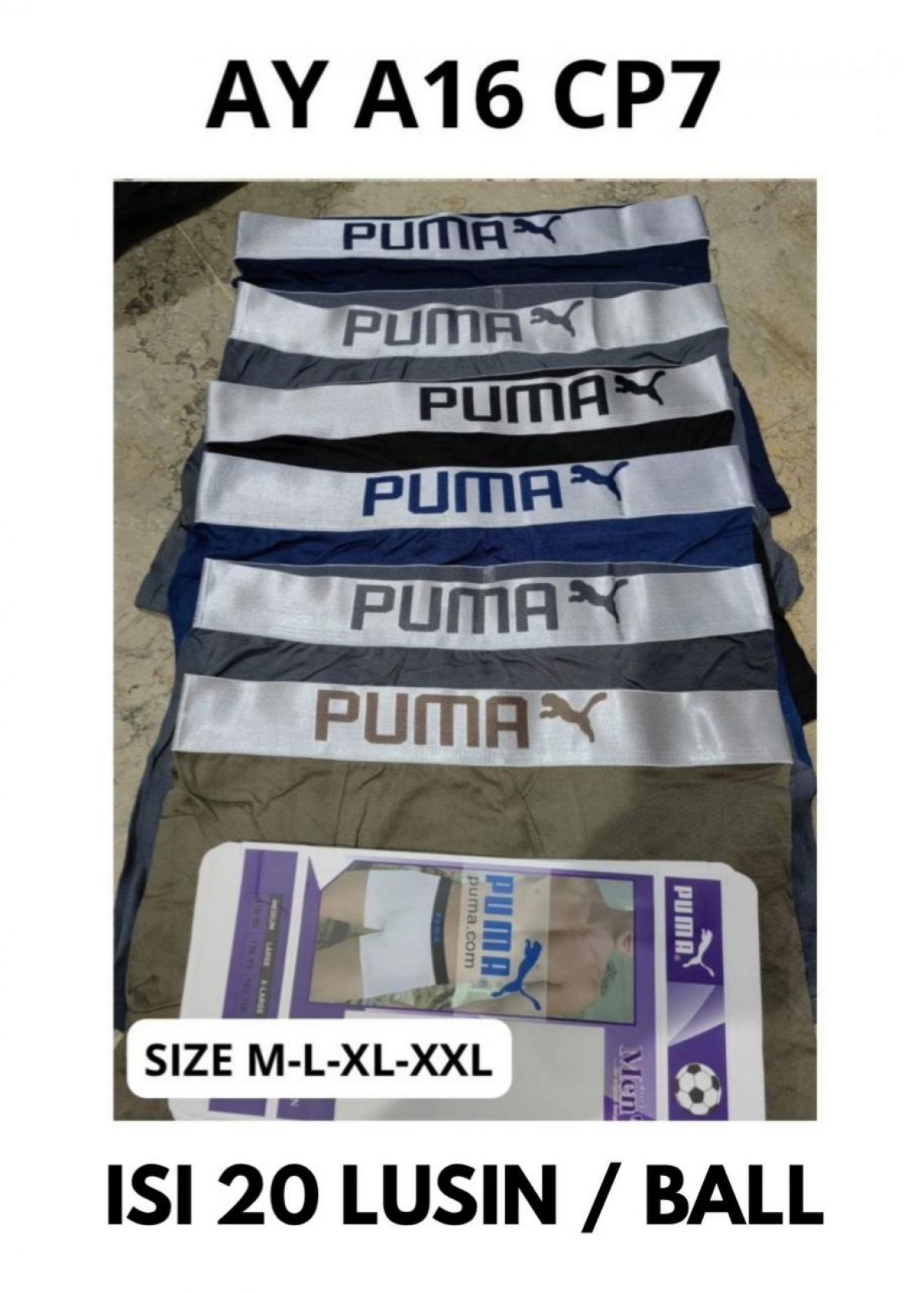 BOXER AY A16 CP7 SIZE M-L-XL-XXL ISI 20 LUSIN