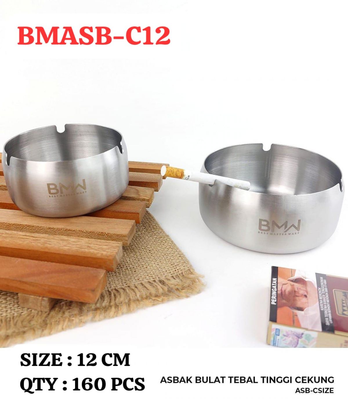 ASBAK BULAT CEKUNG BMASB-C12 SIZE 12 CM ISI 160 PCS