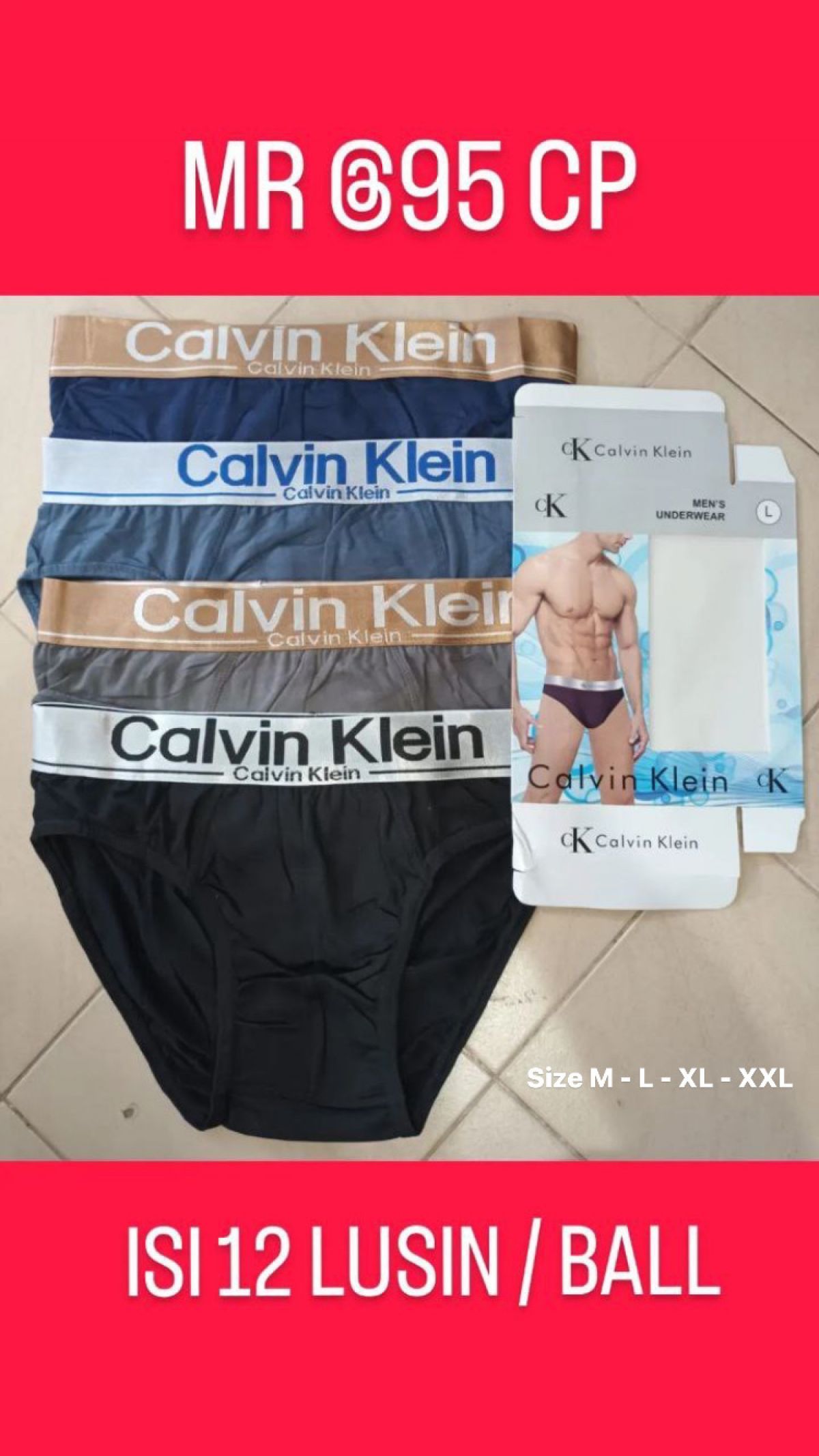 CELANA DALAM MR @95 CP SIZE M - L - XL - XXL ISI 12 LUSIN