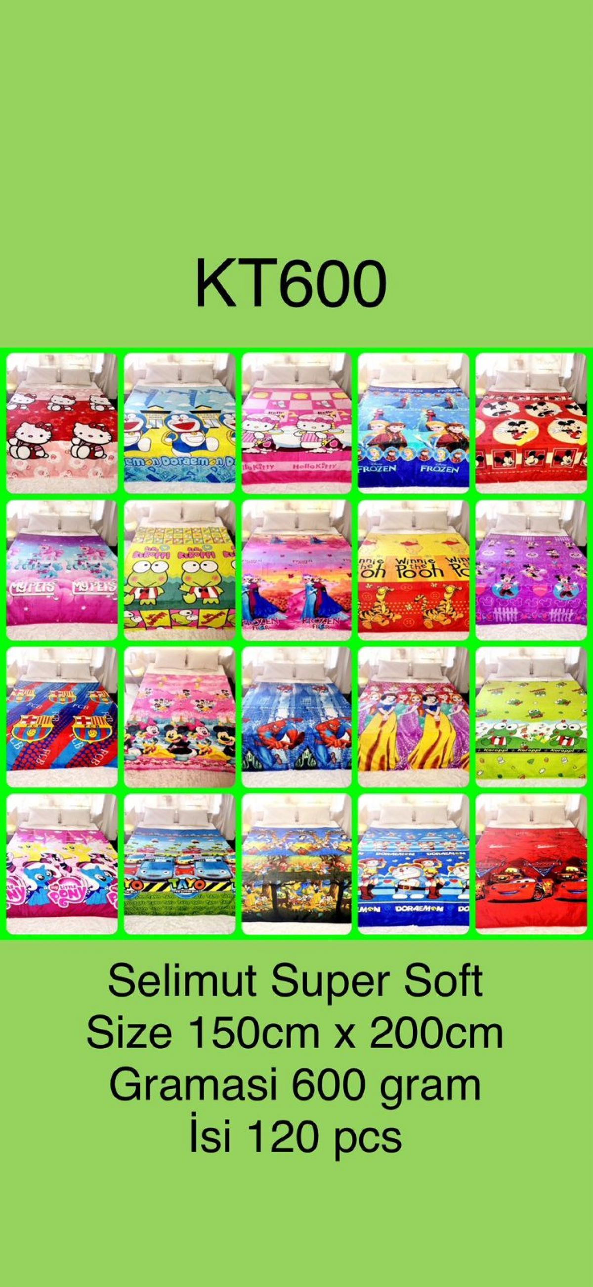 SELIMUT KT600 SIZE 150CM*200CM 600GR ISI 120 PCS