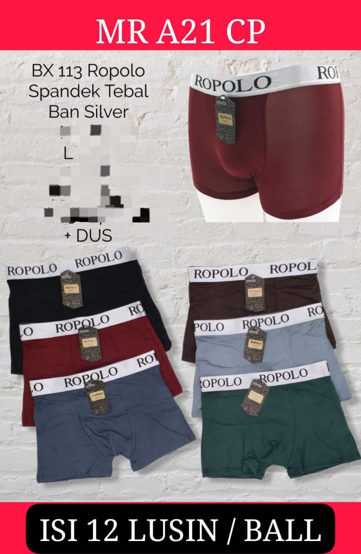 BOXER MR A21 CP SIZE L + DUS ISI 12 LUSIN