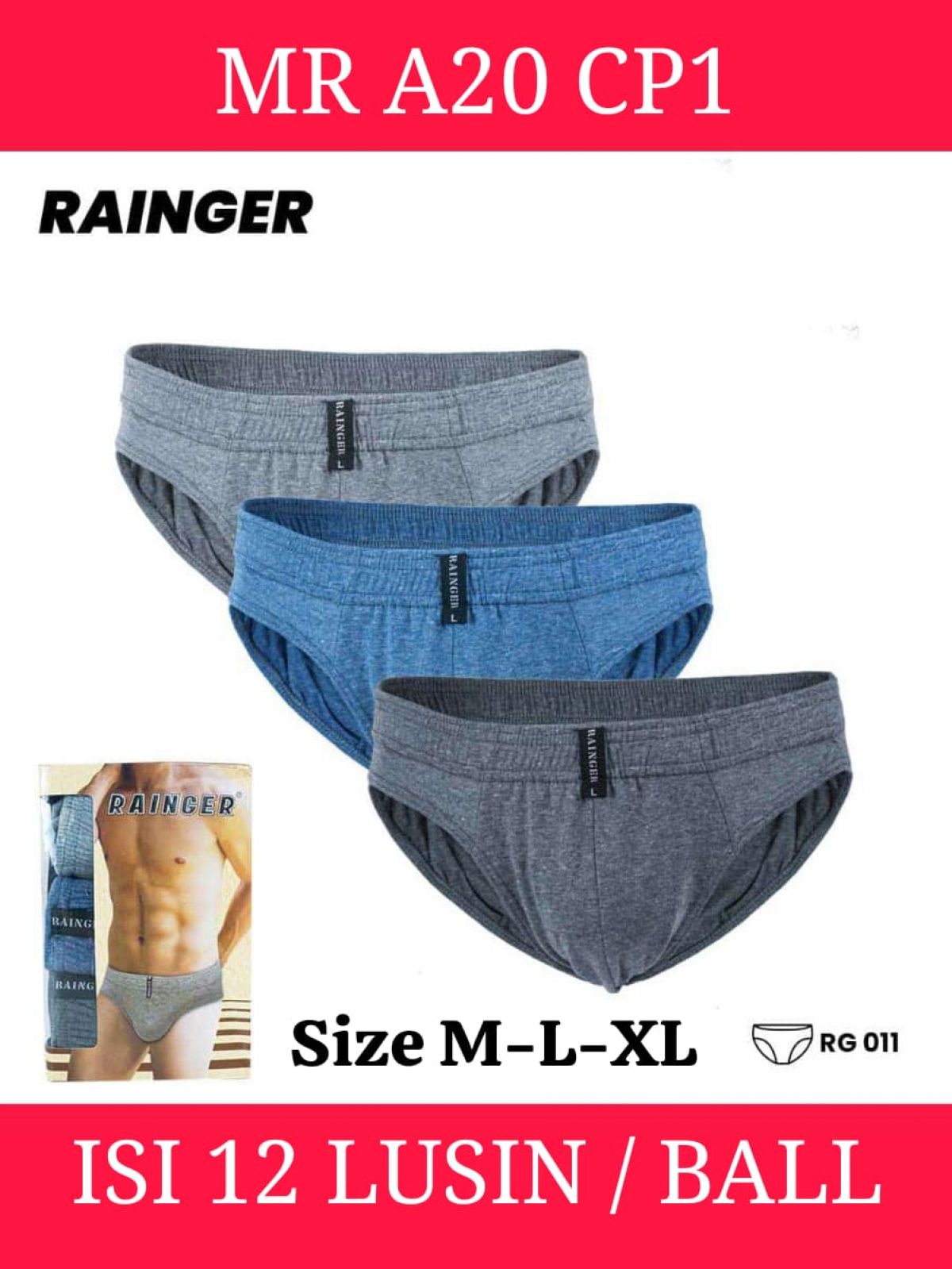 CELANA DALAM MR A20 CP1 SIZE M-L-XL ISI 12 LUSIN