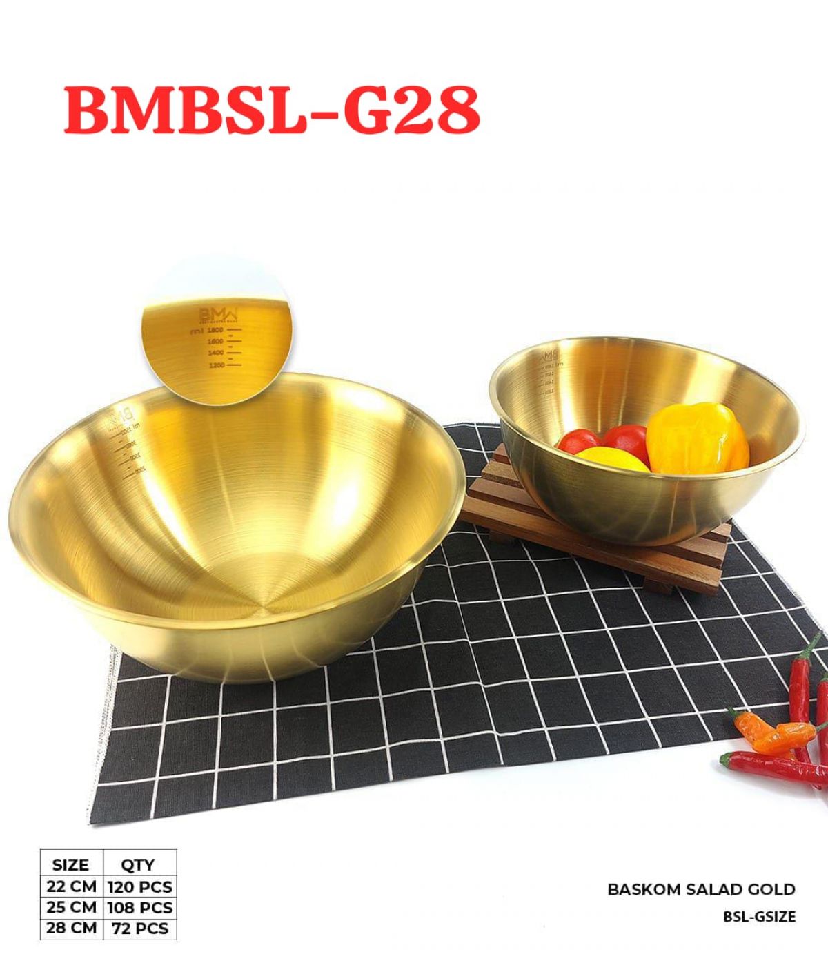 BASKOM SALAD GOLD BMBSL-G28 SIZE 28 ISI 72 PCS