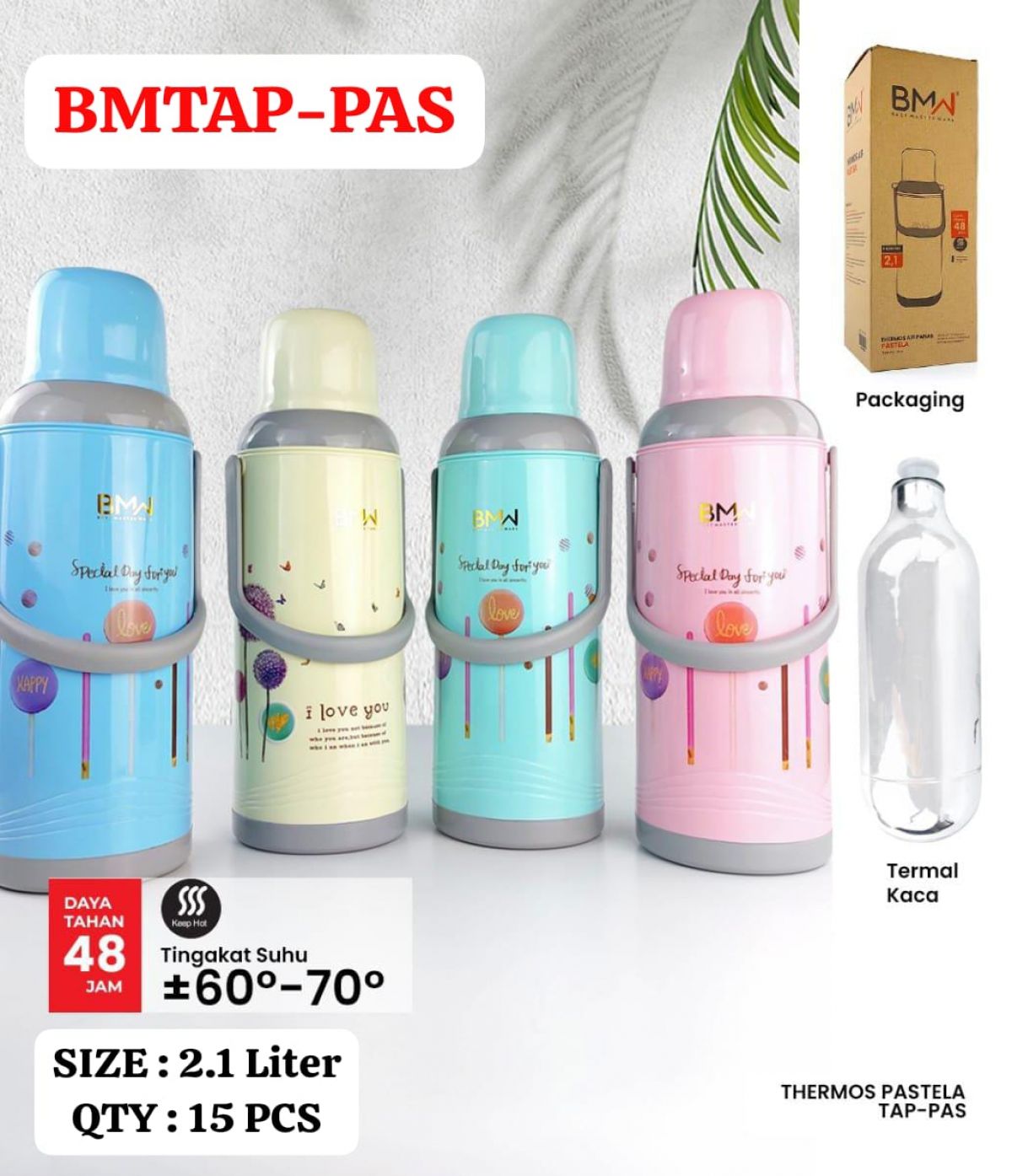 THERMOS PASTELA BMTAP-PAS SIZE 2.1 LITER ISI 15 PCS
