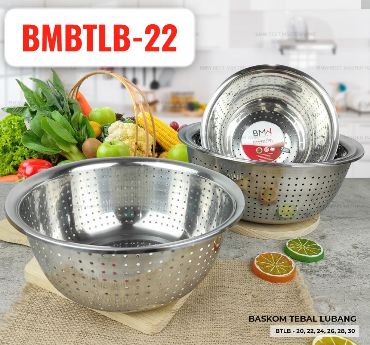 BASKOM TEBAL LUBANG BMBTLB-22 SIZE 22CM ISI 180 PCS