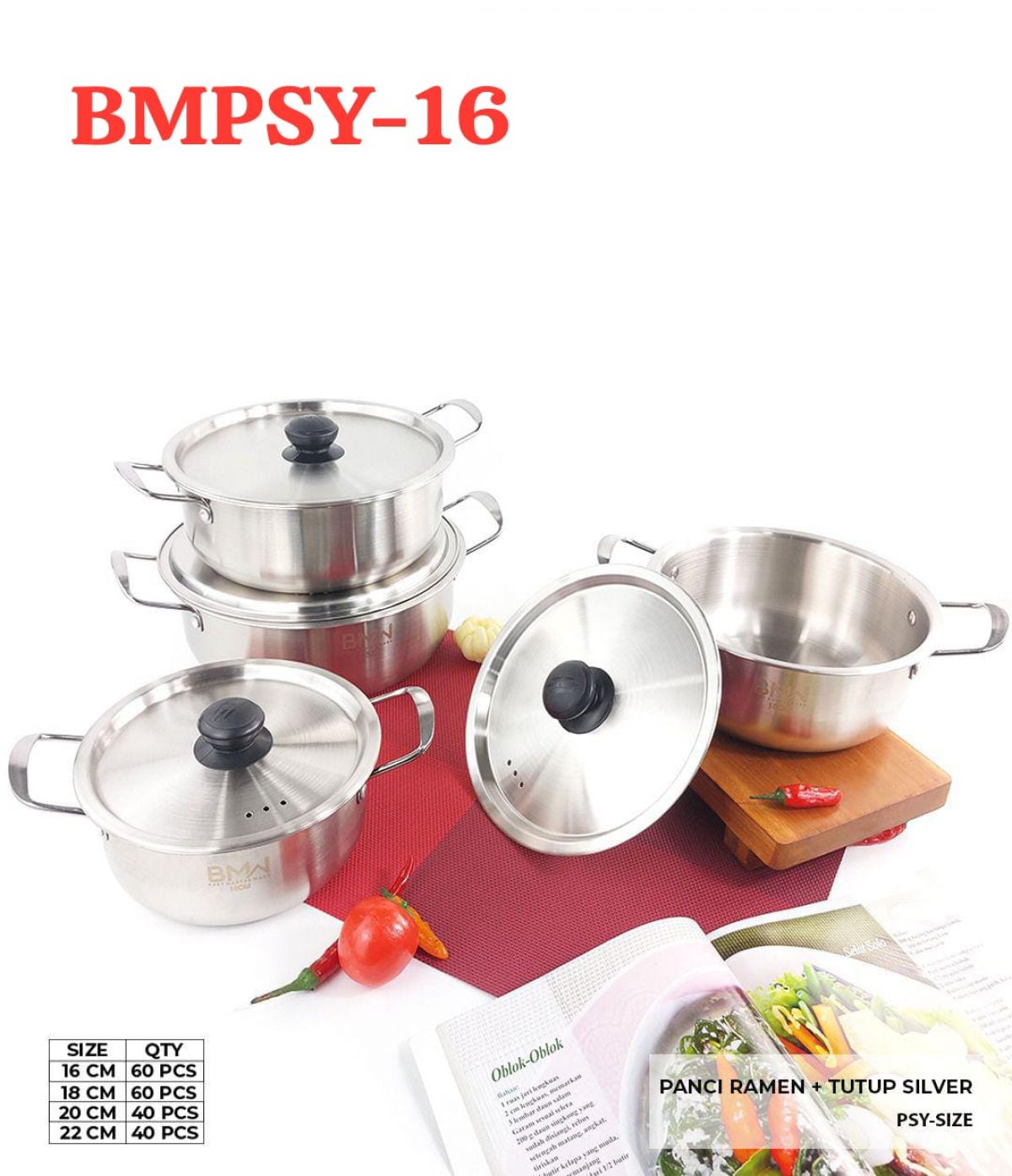PANCI RAMEN + TUTUP SILVER BMPSY-16 SIZE 16 CM ISI 60 PCS