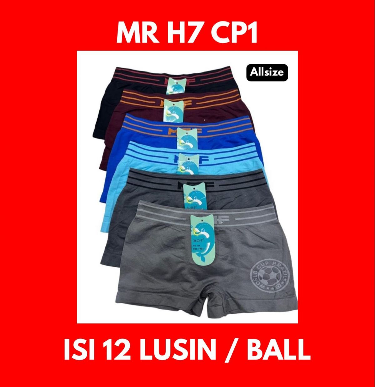 BOXER RAJUT ANAK MR H7 CP1 ALLSIZE ISI 12 LUSIN ( TANPA DUS )