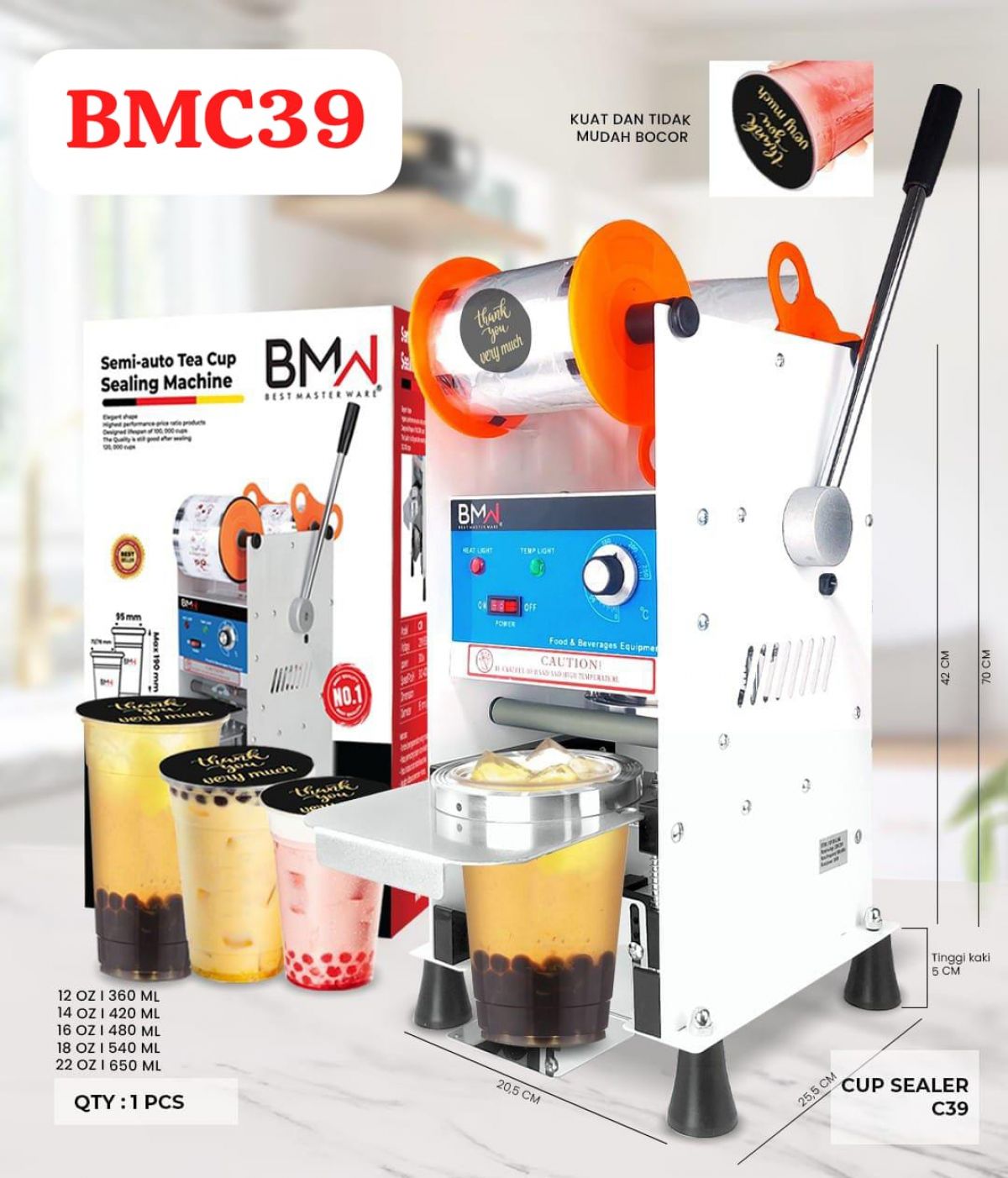 CUP SEALER BMC39 UP TO 22 OZ ( 650 ML ) ISI 1 SET