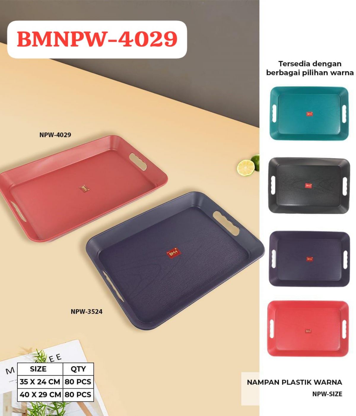 NAMPAN PLASTIK WARNA BMNPW-4029 SIZE 40 CM * 29 CM ISI 80 PCS