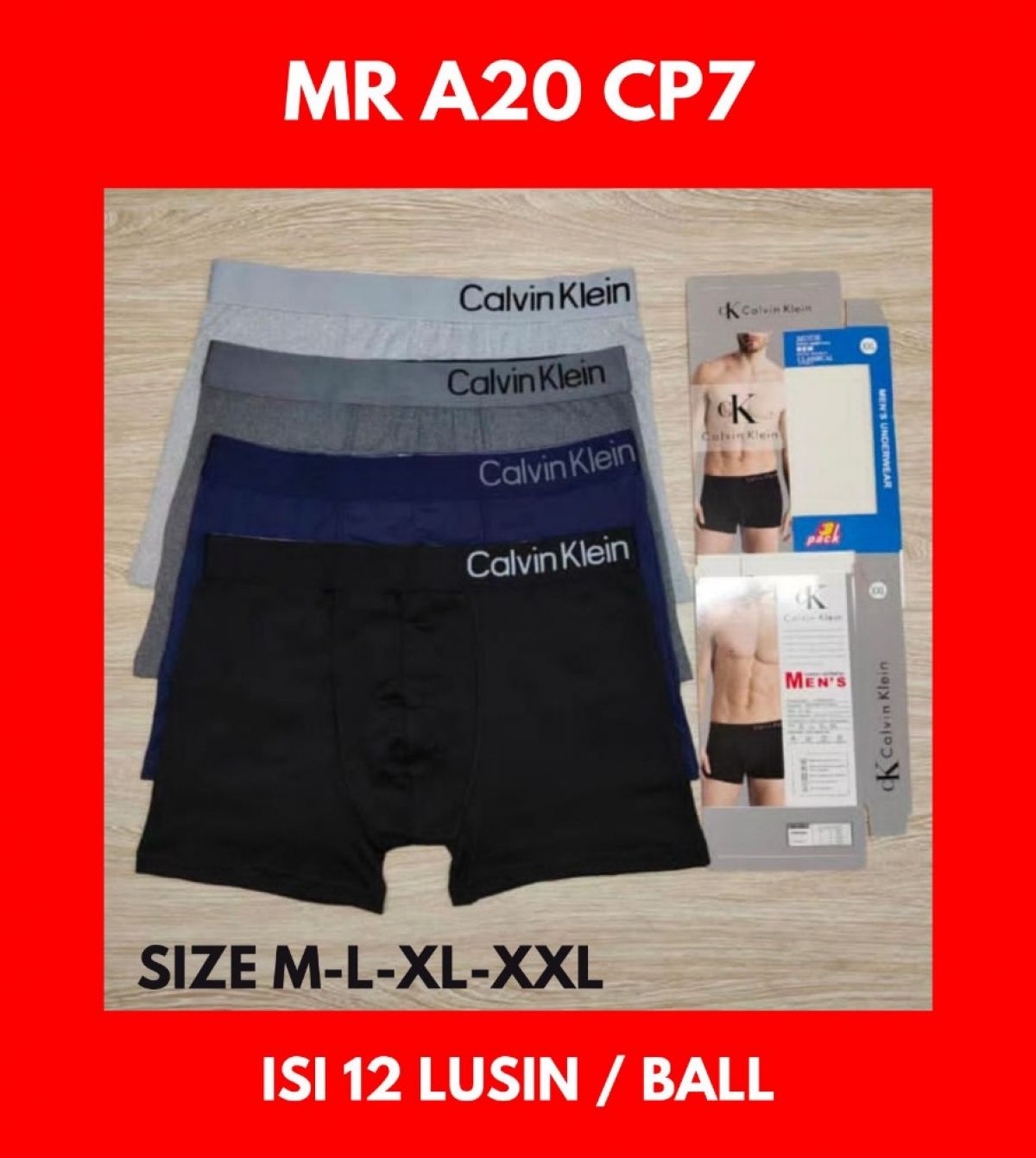 BOXER MR A20 CP7 SIZE M-L-XL-XXL ISI 12 LUSIN