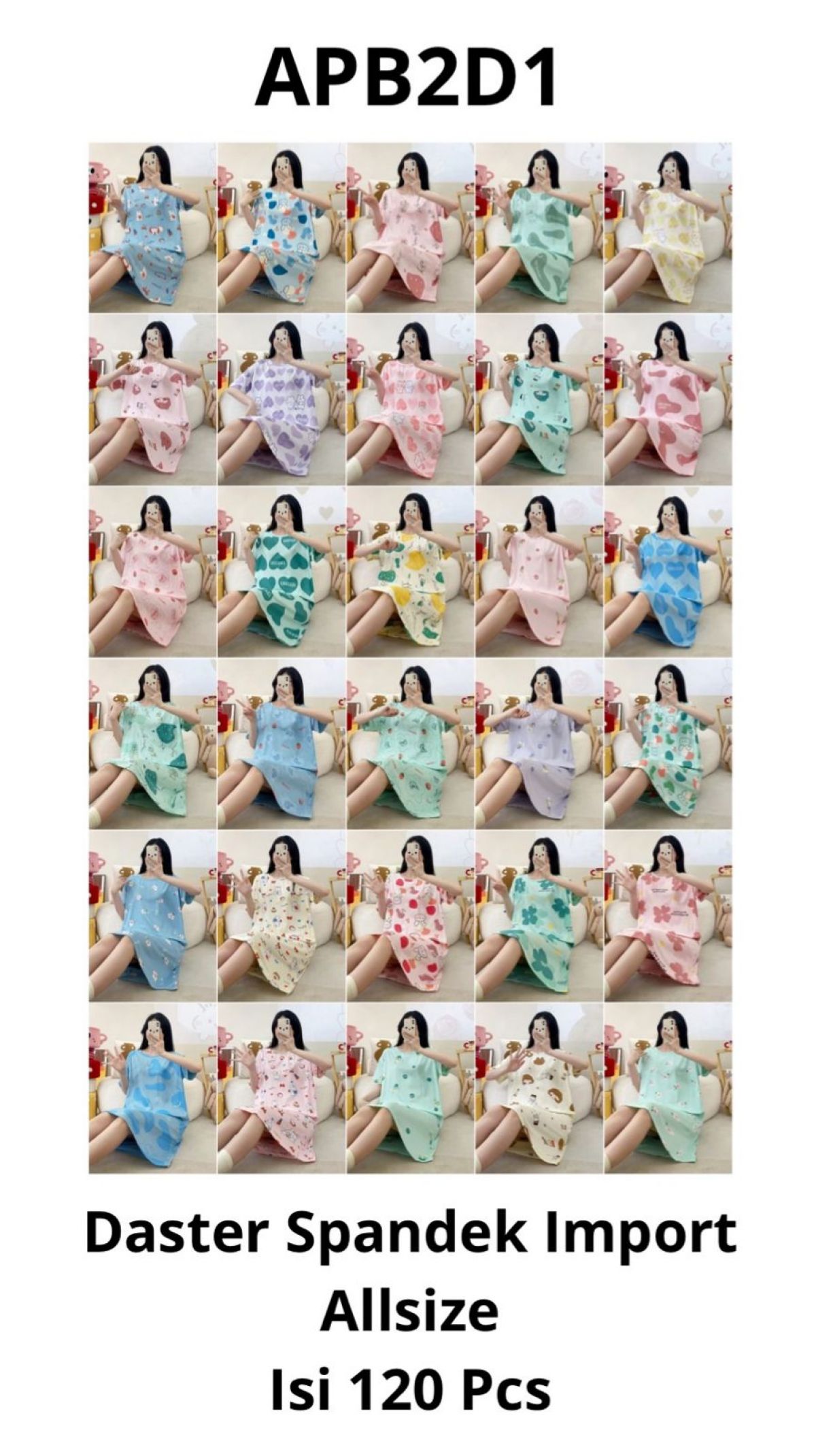 DASTER SPANDEK IMPORT APB2D1 ALLSIZE ISI 120 PCS