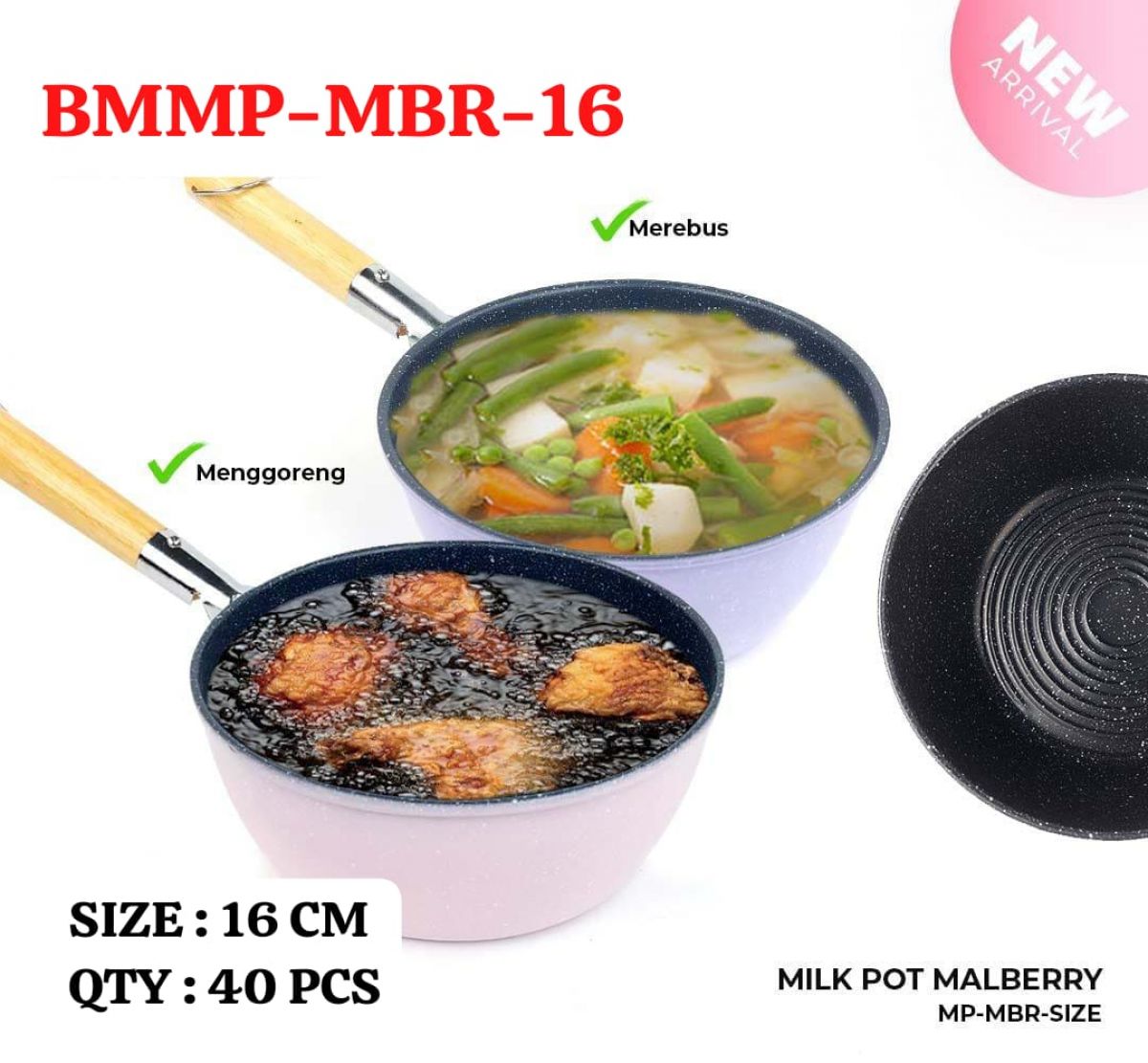 MILK POT MALBERRY BMMP-MBR-16 SIZE 16 CM ISI 40 PCS
