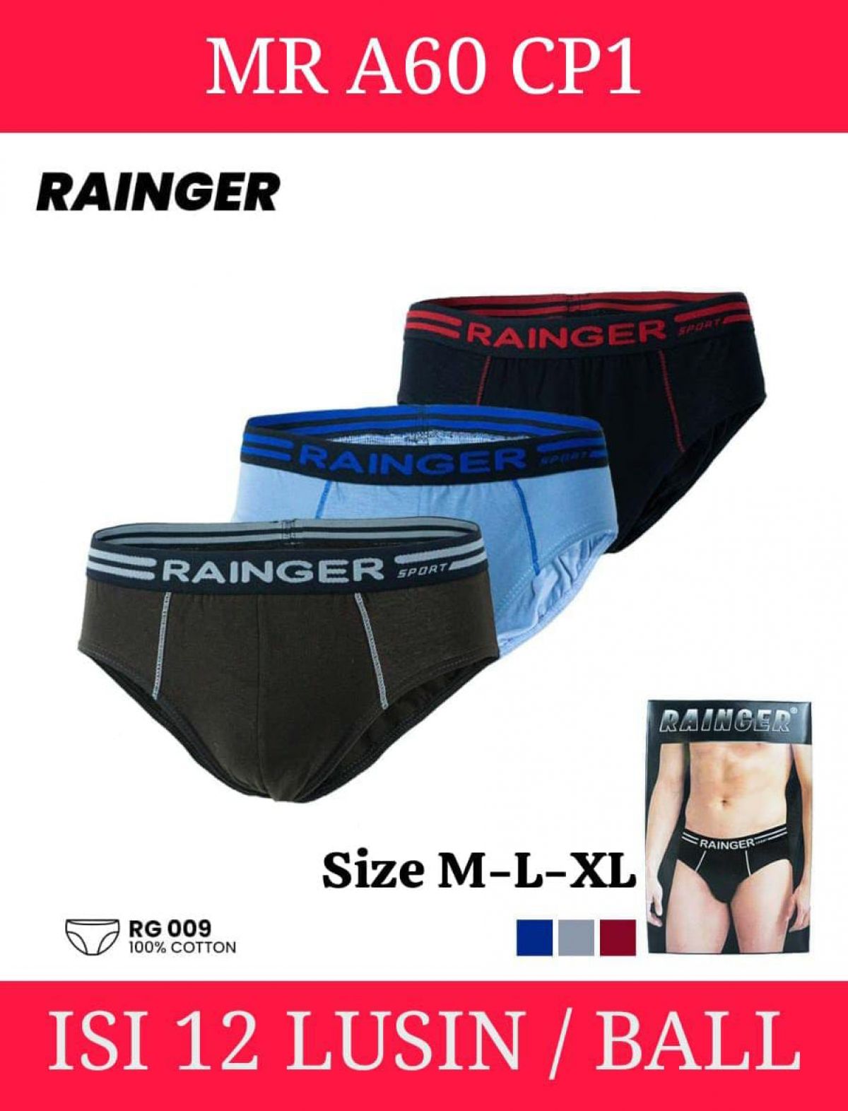 CELANA DALAM MR A60 CP1 SIZE M-L-XL ISI 12 LUSIN