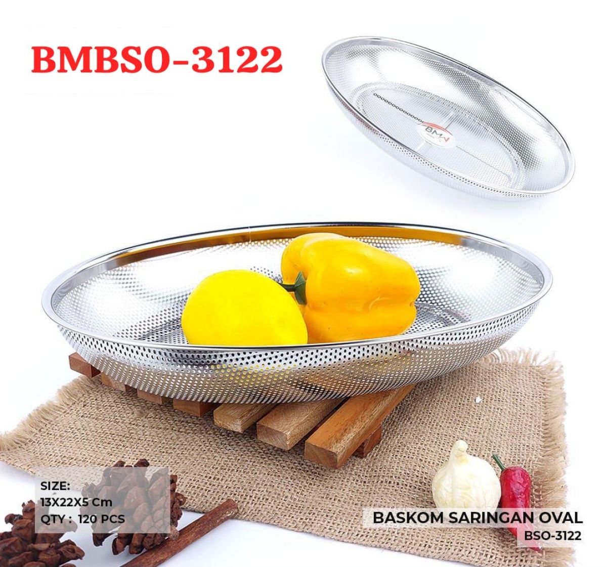 BASKOM SARINGAN OVAL BMBSO-3122 SIZE 13CM * 22CM * 5CM ISI 120 PCS